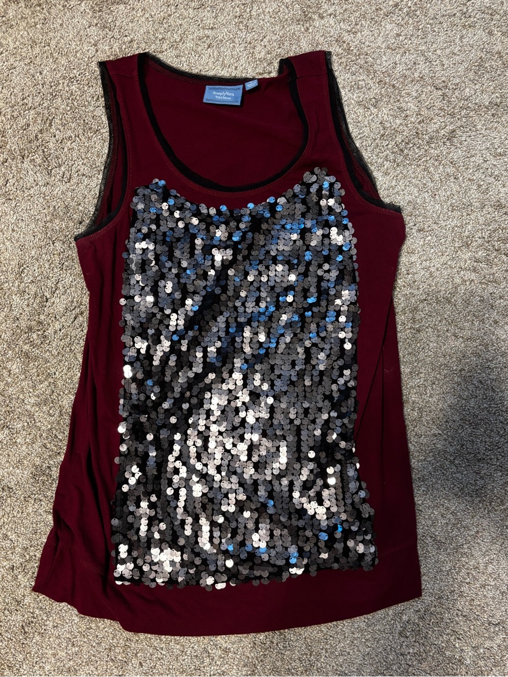 Simply Vera Vera Wang Sleeveless Burgundy tank
